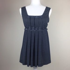 Max Studio navy blue polka dot sleeveless top